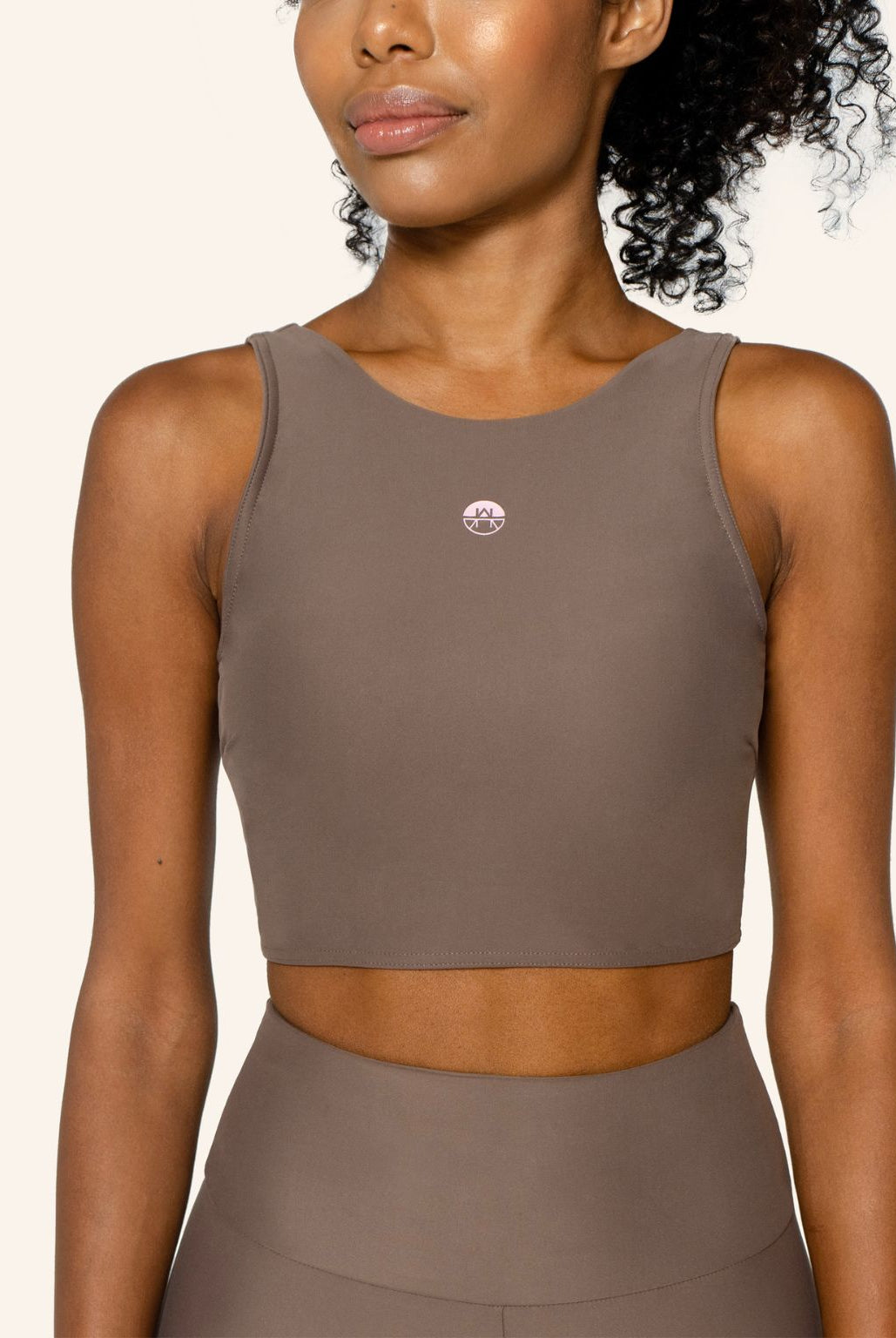 Rhône High Neck Sports Bra Crop Top Soft Earth - Horizon Athletic