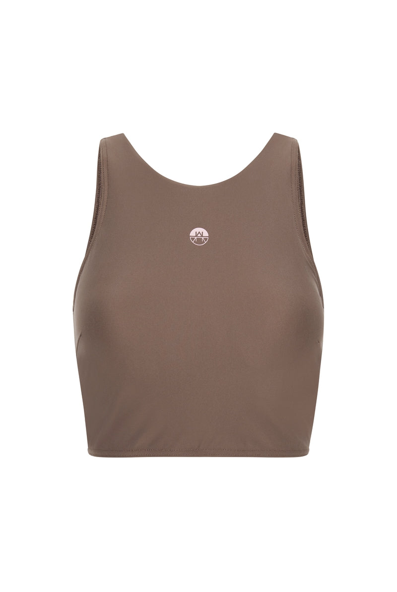 Rhône High Neck Sports Bra Crop Top Soft Earth - Horizon Athletic