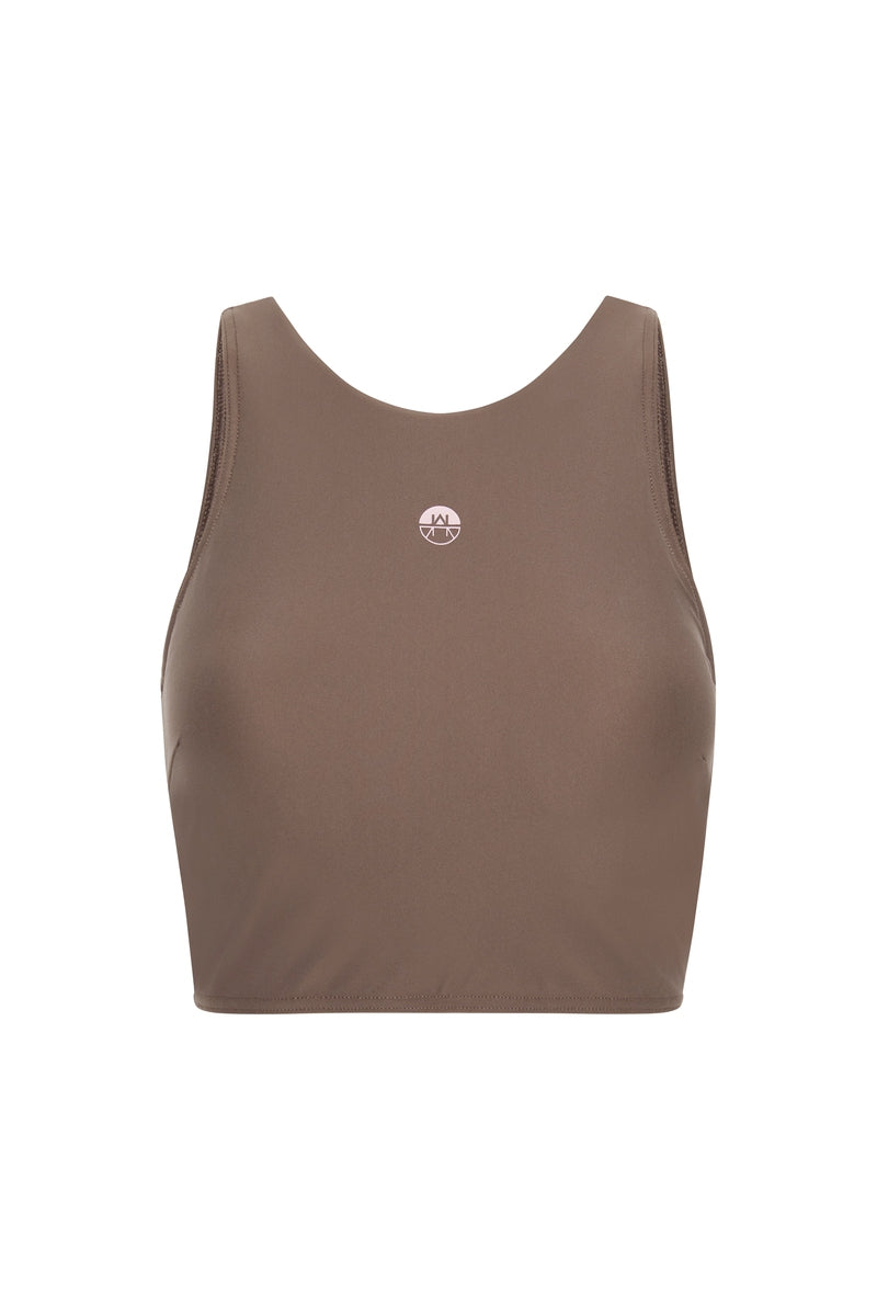 Rhône High Neck Sports Bra Crop Top Soft Earth - Horizon Athletic